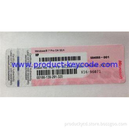 Windows 7 Professional x64 , HP Windows Product Key Sticker